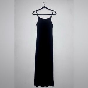 Women’s Rib Knit Black Spaghetti Strap Maxi Dress